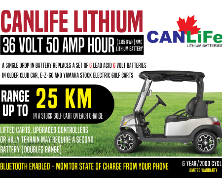 CanLiFe 36 Volt 50 AH v2.0 Lithium Ion Golf Cart Battery With LCD & Bluetooth