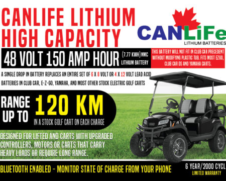 CanLiFe Ultra High Capacity 48 Volt 150 AH Lithium Ion Golf Cart Battery With Bluetooth