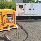 ROYPOW PowerGo mobile lithium generator beside rental diesel generator
