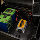 CanLiFe golf cart battery kit installation with charger, converter, and J-hook hold-down
